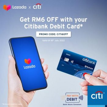 Lazada-Citi-Debit-Card-RM6-OFF-Promo-Code-Promotion-350x350 - Bank & Finance CitiBank Johor Kedah Kelantan Kuala Lumpur Melaka Negeri Sembilan Online Store Others Pahang Penang Perak Perlis Promotions & Freebies Putrajaya Sabah Sarawak Selangor Terengganu 