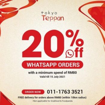 Tokyo-Teppan-Whatsapp-Orders-20-OFF-Promotion-350x350 - Beverages Food , Restaurant & Pub Johor Kedah Kelantan Kuala Lumpur Melaka Negeri Sembilan Online Store Pahang Penang Perak Perlis Promotions & Freebies Putrajaya Sabah Sarawak Selangor Terengganu 