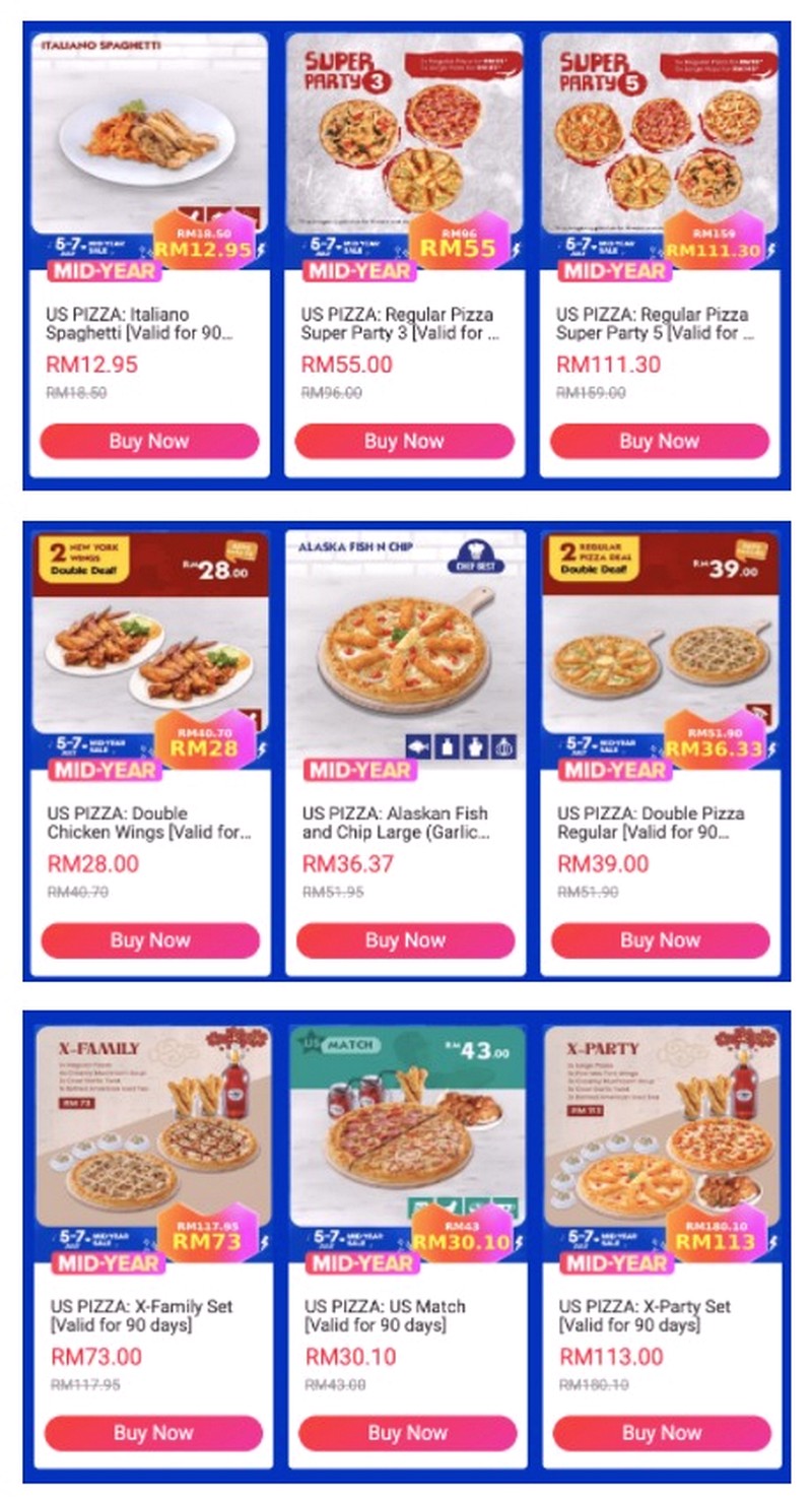 US-Pizza-Doscoints-Vouchers-2021-Malaysia-Warehouse-Sale-Clearance-Jualan-Gudang-Lazada-Food-Deals - Beverages Burger Desserts Food , Restaurant & Pub Ice Cream Johor Kedah Kelantan Kuala Lumpur Location Melaka Nationwide Negeri Sembilan Online Store Pahang Penang Perak Perlis Pizza Promotions & Freebies Putrajaya Sabah Sarawak Selangor Terengganu Warehouse Sale & Clearance in Malaysia 