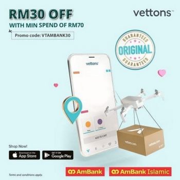 Vettons-RM30-off-Promo-with-AmBank-350x350 - AmBank Bank & Finance Johor Kedah Kelantan Kuala Lumpur Melaka Negeri Sembilan Online Store Others Pahang Penang Perak Perlis Promotions & Freebies Putrajaya Sabah Sarawak Selangor Terengganu 