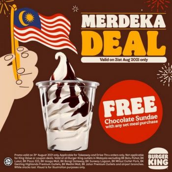 Burger-King-Merdeka-FREE-Chocolate-Sundae-Promotion-350x350 - Beverages Burger Food , Restaurant & Pub Johor Kedah Kelantan Kuala Lumpur Melaka Negeri Sembilan Pahang Penang Perak Perlis Promotions & Freebies Putrajaya Sabah Sarawak Selangor Terengganu 