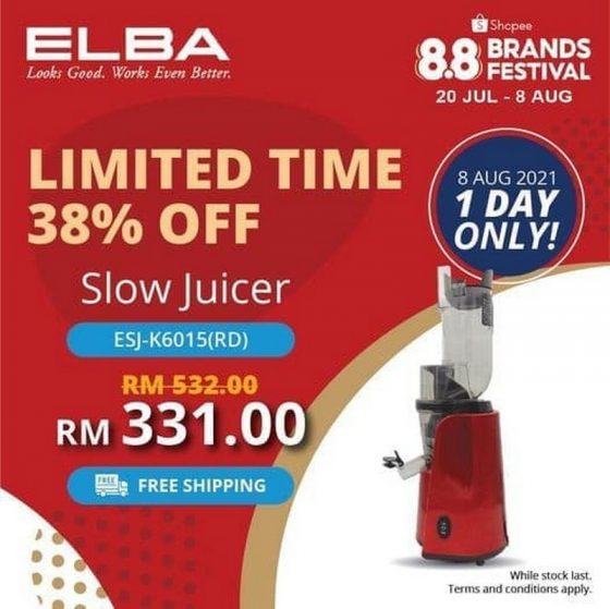 8 Aug 2021 Elba Slow Juicer Promo on Shopee