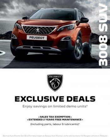 Peugeot-Exclusive-Deals-350x438 - Automotive Johor Kedah Kelantan Kuala Lumpur Melaka Negeri Sembilan Pahang Penang Perak Perlis Promotions & Freebies Putrajaya Sabah Sarawak Selangor Terengganu 