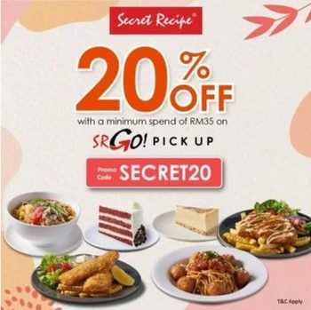 Secret-Recipe-20-Off-Promo-350x349 - Beverages Food , Restaurant & Pub Johor Kedah Kelantan Kuala Lumpur Melaka Negeri Sembilan Pahang Penang Perak Perlis Promotions & Freebies Putrajaya Sabah Sarawak Selangor Terengganu 