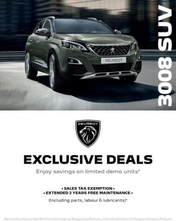 Peugeot-Exclusive-Deals-350x438 - Automotive Johor Kedah Kelantan Kuala Lumpur Melaka Negeri Sembilan Pahang Penang Perak Perlis Promotions & Freebies Putrajaya Sabah Sarawak Selangor Terengganu 