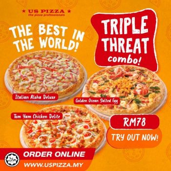 US-Pizza-Triple-Threat-Combo-Promotion-350x350 - Beverages Food , Restaurant & Pub Johor Kedah Kelantan Kuala Lumpur Melaka Negeri Sembilan Online Store Pahang Penang Perak Perlis Pizza Promotions & Freebies Putrajaya Sabah Sarawak Selangor Terengganu 