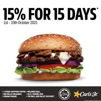 Carls-Jr-15-Days-15-OFF-Promotion-350x350 - Beverages Burger Food , Restaurant & Pub Johor Kedah Kelantan Kuala Lumpur Melaka Pahang Penang Perak Perlis Promotions & Freebies Putrajaya Sabah Sarawak Selangor Terengganu Wedding 