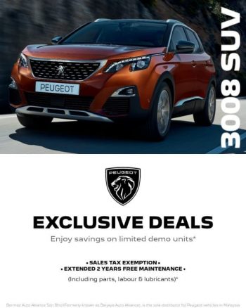 Peugeot-Exclusive-Deal-350x438 - Automotive Johor Kedah Kelantan Kuala Lumpur Melaka Negeri Sembilan Pahang Penang Perak Perlis Promotions & Freebies Putrajaya Sabah Sarawak Selangor Terengganu 