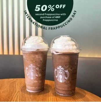 Starbucks-50-off-Second-Frappuccino-Promo - Beverages Food , Restaurant & Pub Johor Kedah Kelantan Kuala Lumpur Melaka Negeri Sembilan Pahang Penang Perak Perlis Promotions & Freebies Putrajaya Sabah Sarawak Selangor Terengganu 