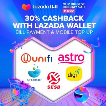 Lazada-11.11-Sale-Bill-Payment-Mobile-Top-Up-30-Cashback-with-Lazada-Wallet-350x350 - Johor Kedah Kelantan Kuala Lumpur Malaysia Sales Melaka Negeri Sembilan Online Store Others Pahang Penang Perak Perlis Putrajaya Sabah Sarawak Selangor Terengganu 