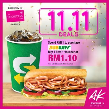 SUBWAY-11.11-Deals-at-Avenue-K-350x350 - Beverages Food , Restaurant & Pub Kuala Lumpur Promotions & Freebies Selangor 