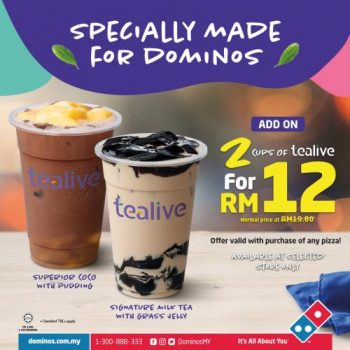 Dominos-Pizza-Tealive-Promo-350x350 - Beverages Food , Restaurant & Pub Johor Kedah Kelantan Kuala Lumpur Melaka Negeri Sembilan Online Store Pahang Penang Perak Perlis Pizza Promotions & Freebies Putrajaya Sabah Sarawak Selangor Terengganu 