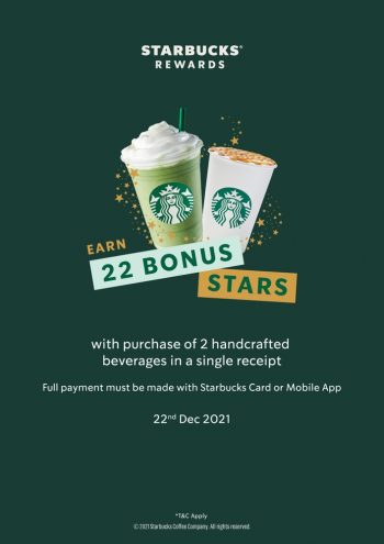 Starbucks-Free-22-Bonus-Stars-December-Promotion-350x495 - Beverages Food , Restaurant & Pub Johor Kedah Kelantan Kuala Lumpur Melaka Negeri Sembilan Pahang Penang Perak Perlis Promotions & Freebies Putrajaya Sabah Sarawak Selangor Terengganu 