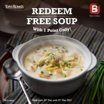 Tony-Romas-Bite-Bites-Free-Soup-for-1-Point-Promotion-350x350 - Beverages Food , Restaurant & Pub Johor Kedah Kelantan Kuala Lumpur Melaka Negeri Sembilan Pahang Penang Perak Perlis Promotions & Freebies Putrajaya Sabah Sarawak Selangor Terengganu 