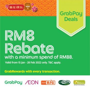 AEON-BiG-GrabPay-CNY-RM8-Rebate-Promotion-350x350 - Johor Kedah Kelantan Kuala Lumpur Melaka Negeri Sembilan Pahang Penang Perak Perlis Promotions & Freebies Putrajaya Sabah Sarawak Selangor Supermarket & Hypermarket Terengganu 