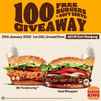 Burger-King-Opening-Promotion-at-AEON-Seri-Manjung-1-350x350 - Beverages Burger Food , Restaurant & Pub Perak Promotions & Freebies 