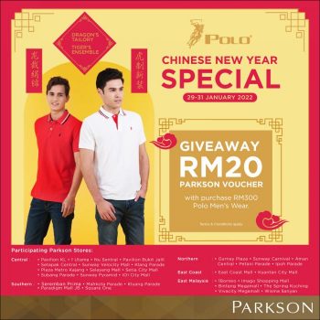 Parkson-Polo-Men-Wear-CNY-Sale-Free-Voucher-350x350 - Johor Kedah Kelantan Kuala Lumpur Melaka Negeri Sembilan Pahang Penang Perak Perlis Promotions & Freebies Putrajaya Sabah Sarawak Selangor Supermarket & Hypermarket Terengganu 