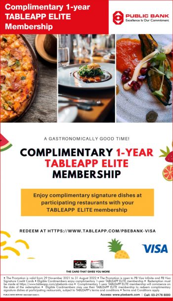 TABLEAPP-ELITE-Membership-Deal-with-Public-Bank-350x606 - Bank & Finance Beverages Food , Restaurant & Pub Johor Kedah Kelantan Kuala Lumpur Melaka Negeri Sembilan Online Store Pahang Penang Perak Perlis Promotions & Freebies Public Bank Putrajaya Sabah Sarawak Selangor Terengganu 