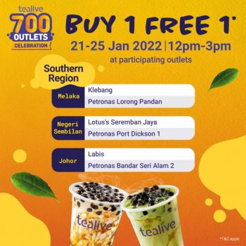 Tealive-Buy-1-Free-1-Beverage-Promo-1-350x350 - Beverages Food , Restaurant & Pub Johor Kedah Melaka Negeri Sembilan Penang Perak Promotions & Freebies 
