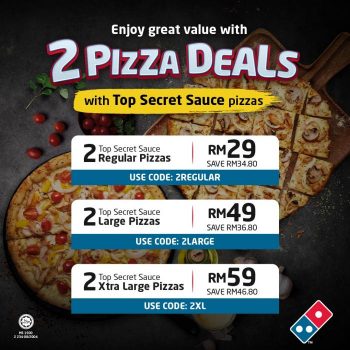 Dominos-Pizza-2-Pizza-Deals-Promotion-350x350 - Beverages Food , Restaurant & Pub Johor Kedah Kelantan Kuala Lumpur Melaka Negeri Sembilan Online Store Pahang Penang Perak Perlis Promotions & Freebies Putrajaya Sabah Sarawak Selangor Terengganu 