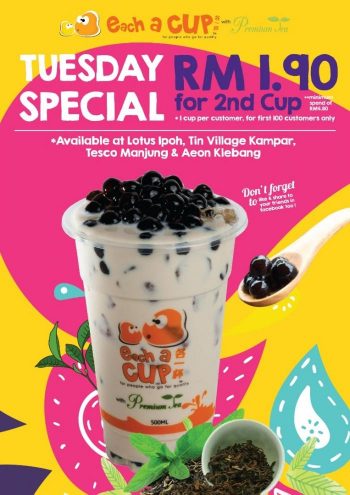 Each-A-Cup-Tuesday-Promotion-350x495 - Beverages Food , Restaurant & Pub Johor Kedah Kelantan Kuala Lumpur Melaka Negeri Sembilan Pahang Penang Perak Perlis Promotions & Freebies Putrajaya Sabah Sarawak Selangor Terengganu 