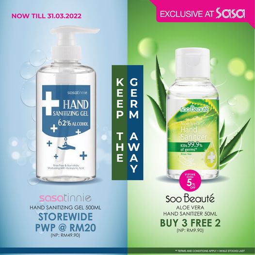 Now till 31 Mar 2022 SaSa Hand Sanitizer Promo EverydayOnSales