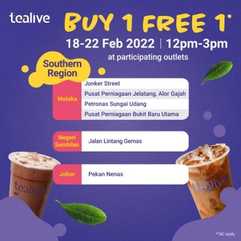 Tealive-Buy-1-FREE-1-Opening-Promotion-2-350x350 - Beverages Food , Restaurant & Pub Johor Kedah Melaka Negeri Sembilan Pahang Penang Perak Promotions & Freebies Sabah Sarawak Selangor 