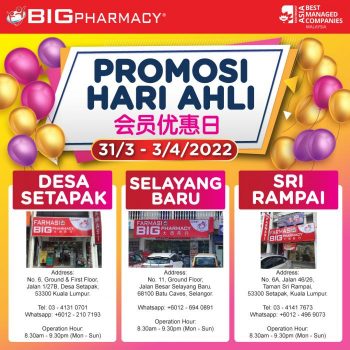 Big-Pharmacy-3-Stores-Members-Promotion-1-350x350 - Beauty & Health Health Supplements Kuala Lumpur Personal Care Promotions & Freebies Selangor 