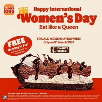 Burger-King-International-Womens-Day-Free-Hersheys-Pie-Promotion-350x350 - Beverages Burger Food , Restaurant & Pub Johor Kedah Kelantan Kuala Lumpur Melaka Negeri Sembilan Pahang Penang Perak Perlis Promotions & Freebies Putrajaya Sabah Sarawak Selangor Terengganu 
