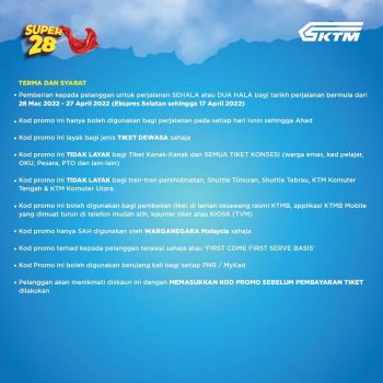 KTM-Super-28-All-Seats-50-OFF-Promotion-1-350x350 - Johor Kedah Kelantan Kuala Lumpur Melaka Negeri Sembilan Others Pahang Penang Perak Perlis Promotions & Freebies Putrajaya Sabah Sarawak Selangor Terengganu 