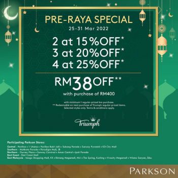 Parkson-Triumph-Pre-Raya-Sale-350x350 - Fashion Accessories Fashion Lifestyle & Department Store Johor Kedah Kelantan Kuala Lumpur Lingerie Malaysia Sales Melaka Negeri Sembilan Pahang Penang Perak Perlis Putrajaya Sabah Sarawak Selangor Terengganu 