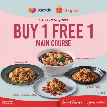 Secret-Recipe-Buy-1-FREE-1-Main-Course-Promotion-on-Lazada-Shopee-350x350 - Beverages Food , Restaurant & Pub Johor Kedah Kelantan Kuala Lumpur Melaka Negeri Sembilan Pahang Penang Perak Perlis Promotions & Freebies Putrajaya Sabah Sarawak Selangor Terengganu 