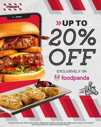 TGI-Fridays-20-off-Promo-on-FoodPanda-350x438 - Beverages Food , Restaurant & Pub Johor Kedah Kelantan Kuala Lumpur Melaka Negeri Sembilan Online Store Pahang Penang Perak Perlis Promotions & Freebies Putrajaya Sabah Sarawak Selangor Terengganu 