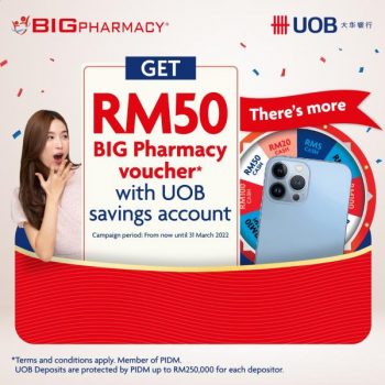 UOB-Open-Saving-Account-Free-RM50-Big-Pharmacy-Voucher-Promotion-350x350 - Bank & Finance Johor Kedah Kelantan Kuala Lumpur Melaka Negeri Sembilan Online Store Others Pahang Penang Perak Perlis Promotions & Freebies Putrajaya Sabah Sarawak Selangor Terengganu United Overseas Bank 