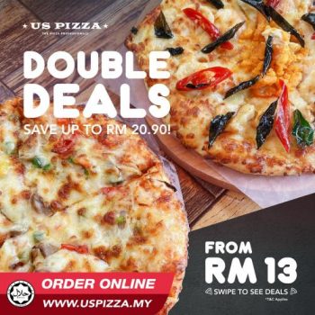 US-Pizza-Double-Deals-Promotion-350x350 - Beverages Food , Restaurant & Pub Johor Kedah Kelantan Kuala Lumpur Melaka Negeri Sembilan Online Store Pahang Penang Perak Perlis Pizza Promotions & Freebies Putrajaya Sabah Sarawak Selangor Terengganu 