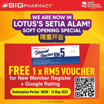 Big-Pharmacy-Soft-Opening-Promotion-at-Lotuss-Setia-Alam-1-350x350 - Beauty & Health Health Supplements Personal Care Promotions & Freebies Selangor 