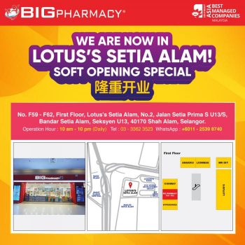 Big-Pharmacy-Soft-Opening-Promotion-at-Lotuss-Setia-Alam-350x350 - Beauty & Health Health Supplements Personal Care Promotions & Freebies Selangor 