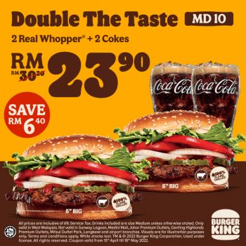 Burger-King-Double-The-Taste-Deal-1-350x350 - Beverages Burger Fast Food Food , Restaurant & Pub Johor Kedah Kelantan Kuala Lumpur Melaka Negeri Sembilan Pahang Penang Perak Perlis Promotions & Freebies Putrajaya Sabah Sarawak Selangor Terengganu 