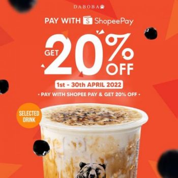 Daboba-ShopeePay-April-20-OFF-Promotion-350x350 - Beverages Food , Restaurant & Pub Johor Kedah Kelantan Kuala Lumpur Melaka Negeri Sembilan Pahang Penang Perak Perlis Promotions & Freebies Putrajaya Sabah Sarawak Selangor Terengganu 