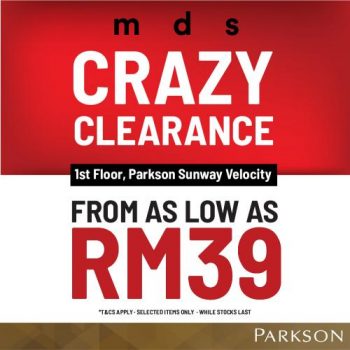 MDS-Crazy-Clearance-Sale-at-Parkson-Sunway-Velocity-350x350 - Apparels Fashion Accessories Fashion Lifestyle & Department Store Kuala Lumpur Sales Happening Now In Malaysia Selangor Warehouse Sale & Clearance in Malaysia 