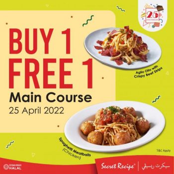 Secret-Recipe-Buy-1-FREE-1-Main-Course-Promotion-350x350 - Beverages Food , Restaurant & Pub Johor Kedah Kelantan Kuala Lumpur Melaka Negeri Sembilan Pahang Penang Perak Perlis Promotions & Freebies Putrajaya Sabah Sarawak Selangor Terengganu 