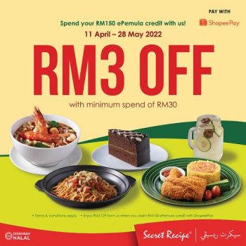 Secret-Recipe-ShopeePay-RM3-OFF-Promotion-350x350 - Beverages Food , Restaurant & Pub Johor Kedah Kelantan Kuala Lumpur Melaka Negeri Sembilan Pahang Penang Perak Perlis Promotions & Freebies Putrajaya Sabah Sarawak Selangor Terengganu 