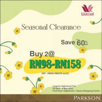 Wacoal-Seasonal-Clearance-Sale-at-Parkson-Elite-1-Utama-350x350 - Fashion Accessories Fashion Lifestyle & Department Store Lingerie Selangor Underwear Warehouse Sale & Clearance in Malaysia 