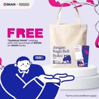 BORDERS-Free-IMAN-totebag-Promo-350x350 - Books & Magazines Kuala Lumpur Promotions & Freebies Putrajaya Selangor Stationery 