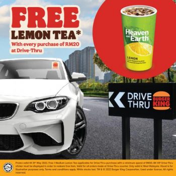 Burger-King-Drive-Thru-VIP-Free-Lemon-Tea-Promotion-350x350 Now till 31 May 2022: Burger King Drive-Thru VIP Free Lemon Tea Promotion