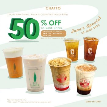 Chatto-50-OFF-On-Refill-Drinks-Promotion-350x350 - Beverages Food , Restaurant & Pub Johor Promotions & Freebies 