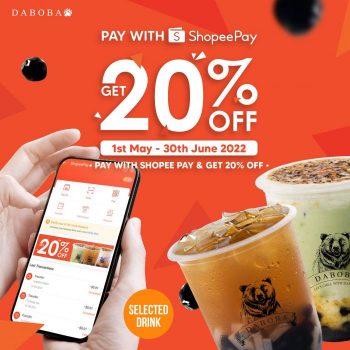 Daboba-ShopeePay-20-OFF-Promotion-350x350 - Beverages Food , Restaurant & Pub Johor Kedah Kelantan Kuala Lumpur Melaka Negeri Sembilan Pahang Penang Perak Perlis Promotions & Freebies Putrajaya Sabah Sarawak Selangor Terengganu 