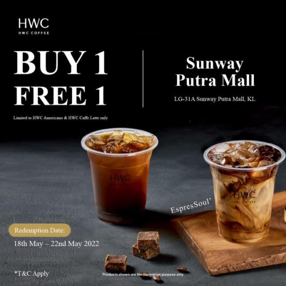 1822 May 2022 HWC Coffee Buy 1 Free 1 Promotion at Sunway Putra Mall