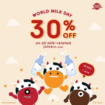 JUICY-World-Milk-Day-30-OFF-Promotion-350x350 - Beverages Food , Restaurant & Pub Johor Kedah Kelantan Kuala Lumpur Melaka Negeri Sembilan Pahang Penang Perak Perlis Promotions & Freebies Putrajaya Sabah Sarawak Selangor Terengganu 