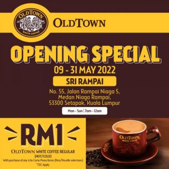 Oldtown-Opening-Promotion-at-Sri-Rampai-350x350 - Beverages Food , Restaurant & Pub Kuala Lumpur Promotions & Freebies Selangor 